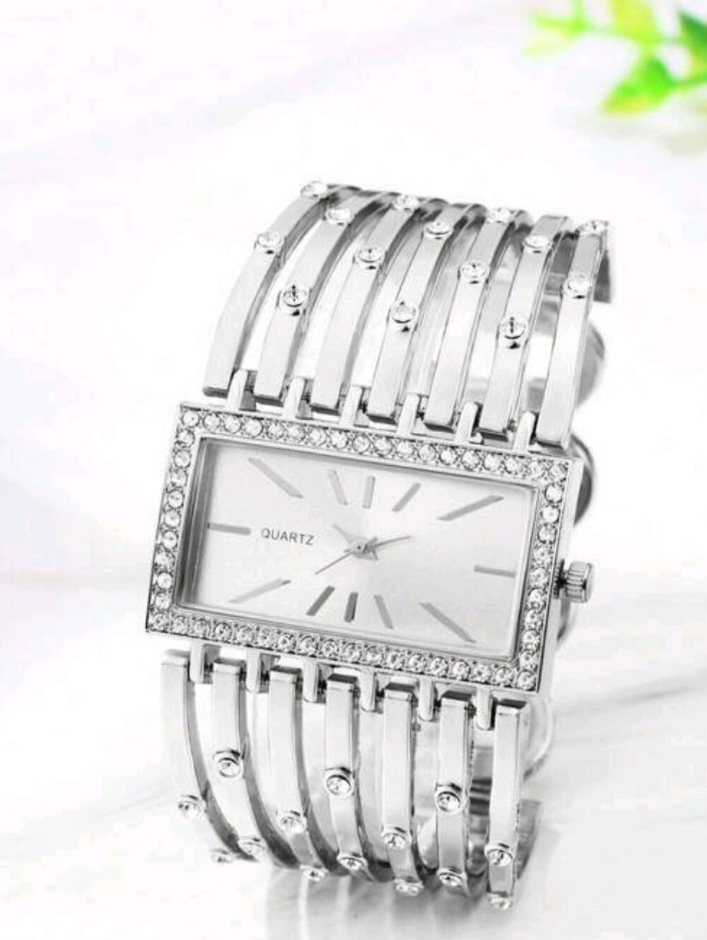 Silver Or Gold  Women's Crystal Accent Bracelet Watch